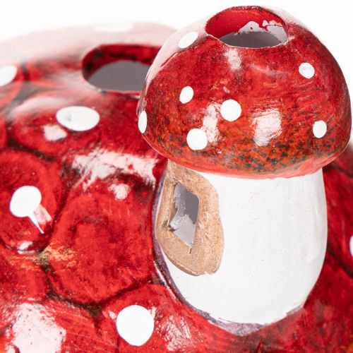 Dekoratives Pilzhaus aus Keramik für Teelicht, handbemalt, 21 cm, Rot-Weiss | Floristik24.ch