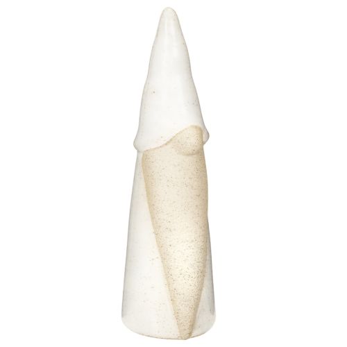 Dekofigur Wichtel Keramik 22 cm Weiss und Natur für Weihnachten