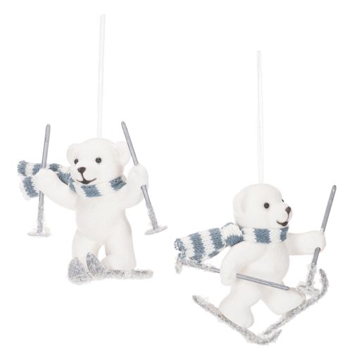 Anhänger Eisbär auf Skiern mit Schal 10cm Weiss Kunststoff 2er-Set online kaufen | Floristik24.ch