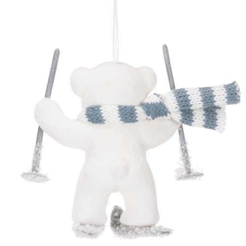 Anhänger Eisbär auf Skiern mit Schal 10cm Weiss Kunststoff 2er-Set | Floristik24.ch