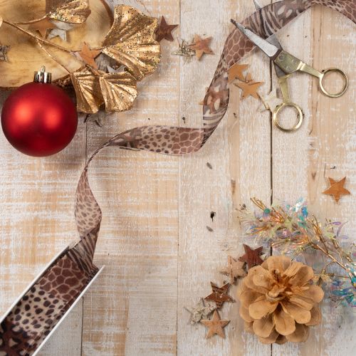 Dekoband 25mm 20m Polyester Animal-Print Leoparden- und Zebramuster für Geschenkverpackungen | Floristik24.ch