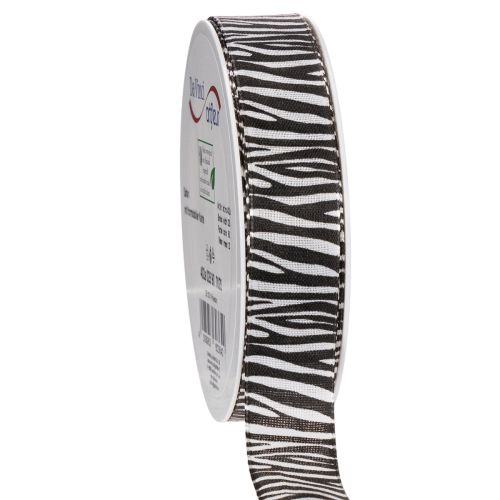 Geschenkband Polyester Zebramuster 25mm x 20m Schwarz-Weiss online kaufen | Floristik24.ch