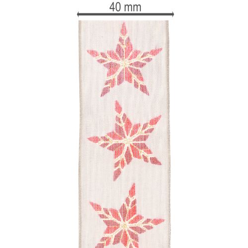 Dekoband Baumwolle mit roten Sternen 40mm x 15m | Floristik24.ch
