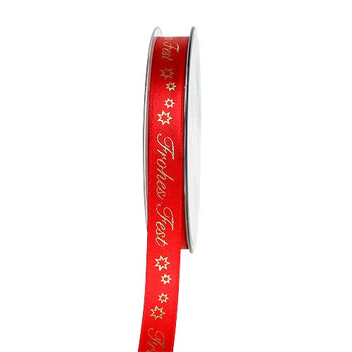 Floristik24 Band mit "Frohes Fest" Rot 15mm 20m
