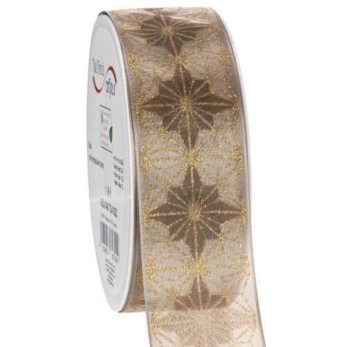 Dekoband mit Sternen 40mm Gold Braun 20m | Floristik24.ch
