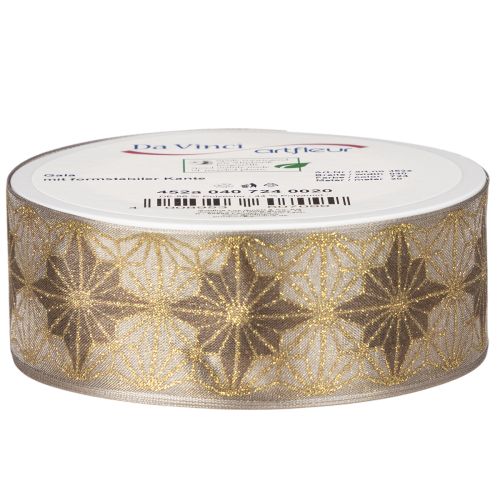 Dekoband mit Sternen 40mm Gold
