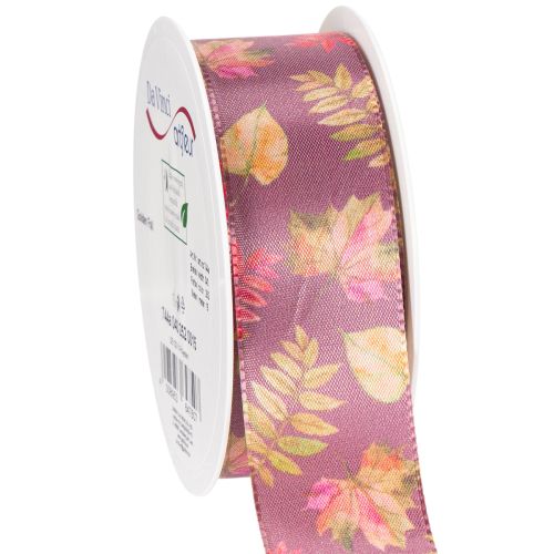 Dekoband Polyester Herbstlaub 40mm x 15m Lila
