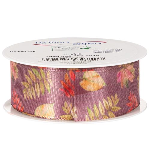Dekoband Polyester Herbstlaub 40mm x 15m Lila | Floristik24.ch