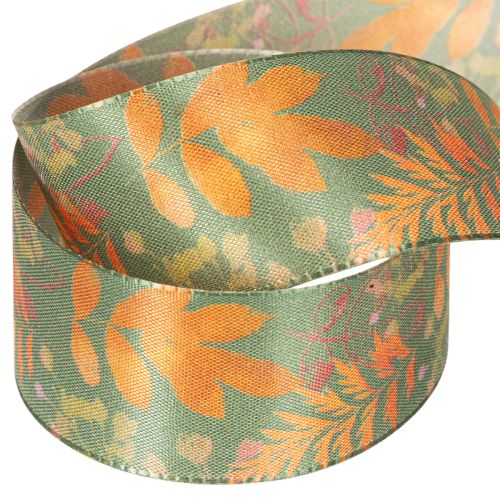 Dekoband Kunstseide mit Blattmotiv 40mm x 15m Herbstfarben | Floristik24.ch