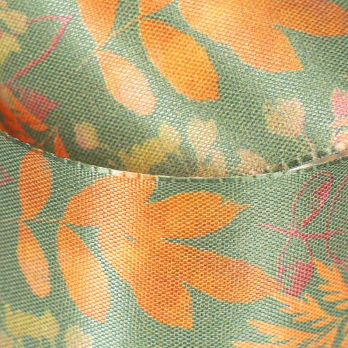 Dekoband Kunstseide mit Blattmotiv 40mm x 15m Herbstfarben | Floristik24.ch