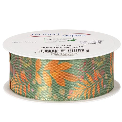Dekoband Kunstseide mit Blattmotiv 40mm x 15m Herbstfarben | Floristik24.ch