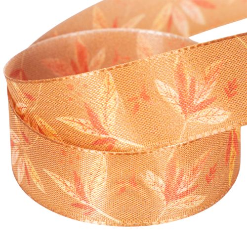Geschenkband aus Polyester in Herbstfarben mit Blättermotiv 25mm x 18m | Floristik24.ch