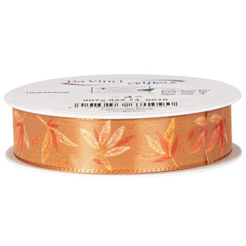 Geschenkband aus Polyester in Herbstfarben mit Blättermotiv 25mm x 18m | Floristik24.ch