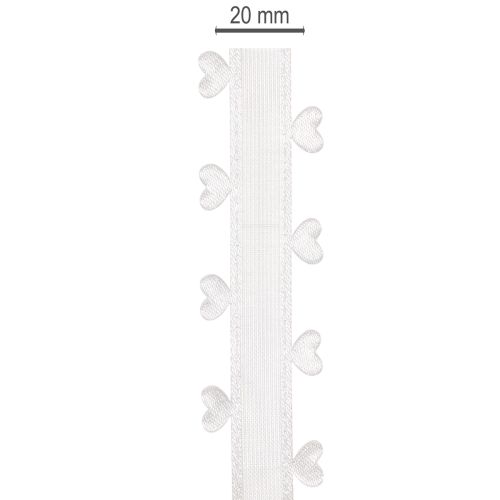 Dekoband aus Polyester Weiss mit Herzen 20mm x 15m für kreative Dekoration | Floristik24.ch