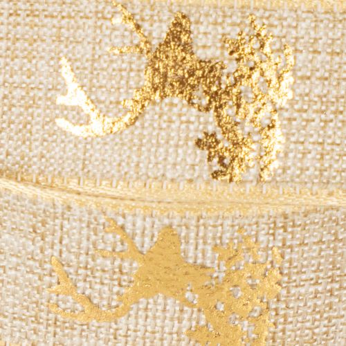 Dekoband aus Polyester mit Hirschmotiv 15mm x 15m in Braun-Gold für Weihnachtsdekorationen | Floristik24.ch
