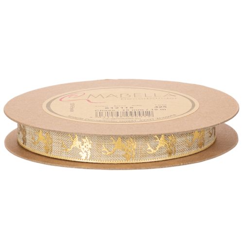 Dekoband aus Polyester mit Hirschmotiv 15mm x 15m in Braun-Gold für Weihnachtsdekorationen | Floristik24.ch