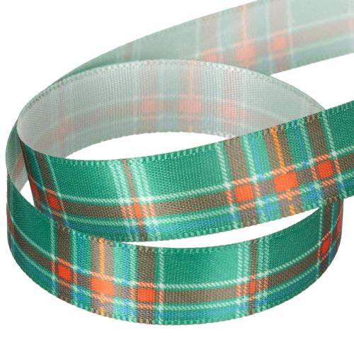 Geschenkband kariert Polyester 15mm x 20m Rot-Grün-Weiss | Floristik24.ch