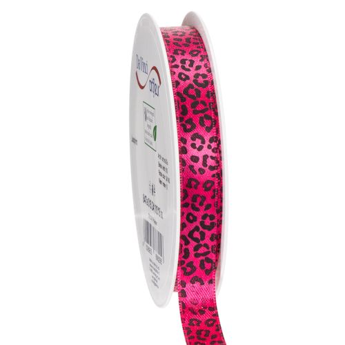 Dekoband Polyester Leopardenmuster Pink 18m Rolle