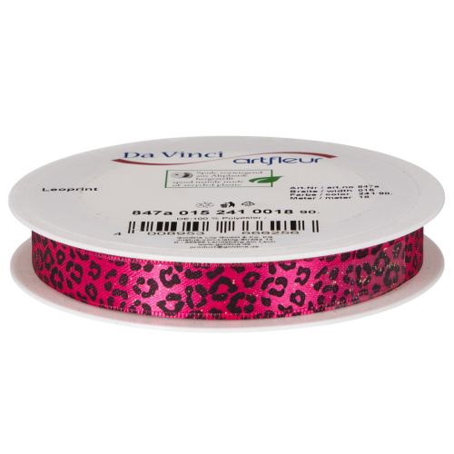 Dekoband Polyester Leopardenmuster Pink 18m Rolle | Floristik24.ch