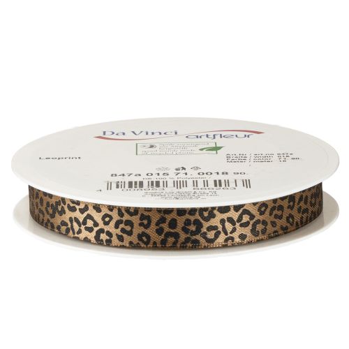 Band Leopard Print Seidenband Braun Schwarz 15mm 18m | Floristik24.ch