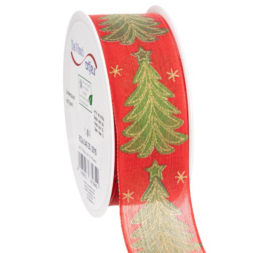 Geschenkband Stoff 40mm 15m Tannenbaum und Sterne Rot Grün Gold online kaufen | Floristik24.ch