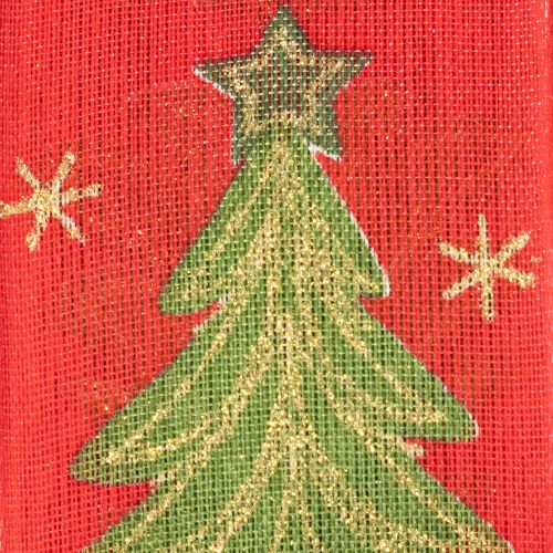 Geschenkband Stoff 40mm 15m Tannenbaum und Sterne Rot Grün Gold | Floristik24.ch