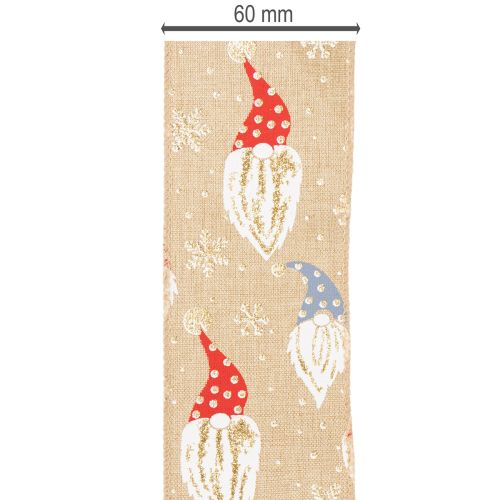 Dekoband Weihnachtswichtel Jute-Optik 60 mm 10 m Braun Bunt | Floristik24.ch