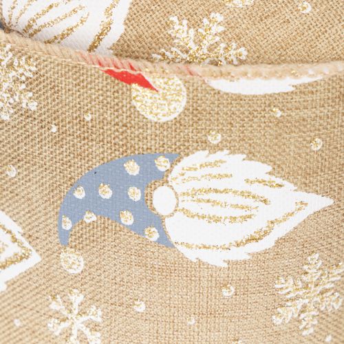 Dekoband Weihnachtswichtel Jute-Optik 60 mm 10 m Braun Bunt | Floristik24.ch