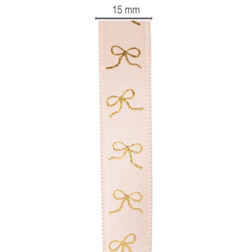 Geschenkband aus Polyester mit goldenen Schleifen 15mm x 18m Rosa | Floristik24.ch