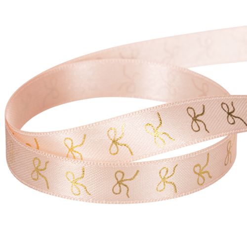 Geschenkband aus Polyester mit goldenen Schleifen 15mm x 18m Rosa | Floristik24.ch