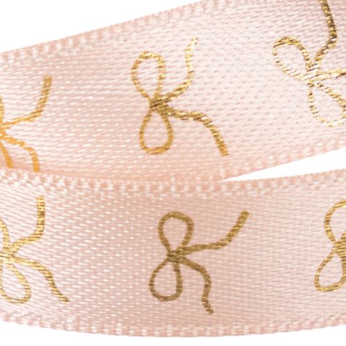 Geschenkband aus Polyester mit goldenen Schleifen 15mm x 18m Rosa | Floristik24.ch