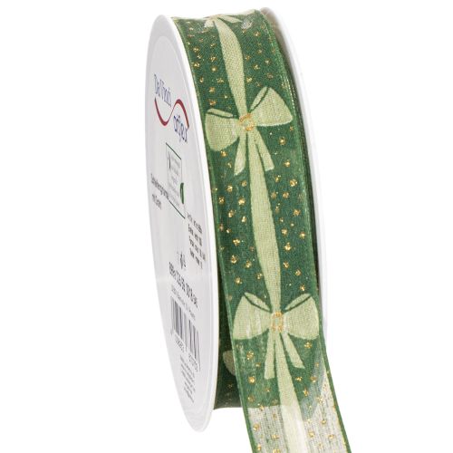 Geschenkband Stoffband grün mit Schleifenmuster 25mm x 18m für Dekoration und Geschenke online kaufen | Floristik24.ch