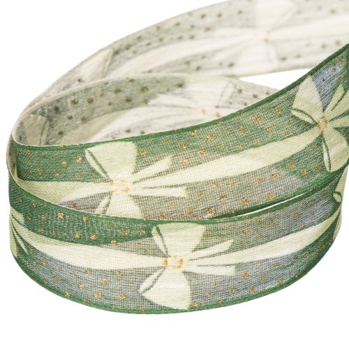 Geschenkband Stoffband grün mit Schleifenmuster 25mm x 18m für Dekoration und Geschenke | Floristik24.ch
