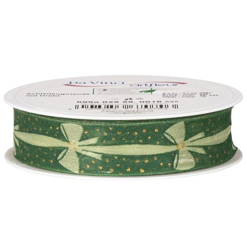 Geschenkband Stoffband grün mit Schleifenmuster 25mm x 18m für Dekoration und Geschenke | Floristik24.ch