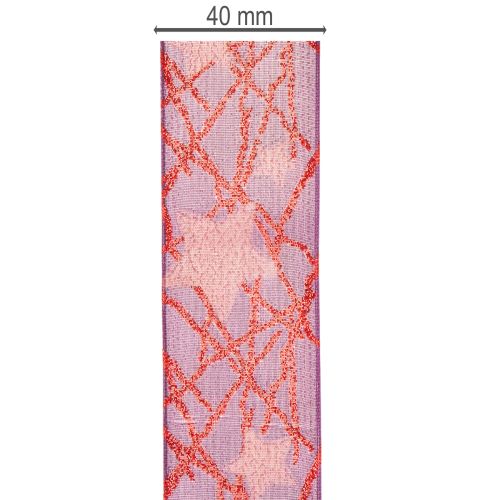 Organzaband Sterne glitzernd 40 mm x 15 m lila-rot | Floristik24.ch