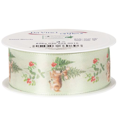 Dekoband aus Seide Reh-Motiv Wald und Blumen 40mm 15m | Floristik24.ch
