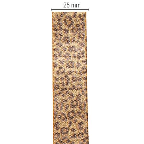 Geschenkband Leopard-Muster Kunstseide 25mm x 20m Braun-Gold | Floristik24.ch