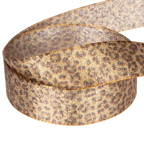 Geschenkband Leopard-Muster Kunstseide 25mm x 20m Braun-Gold | Floristik24.ch