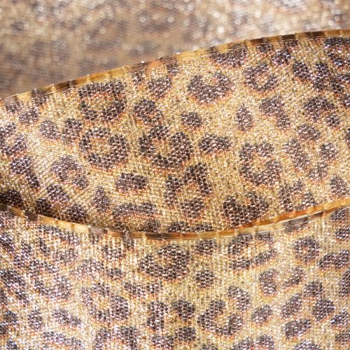 Geschenkband Leopard-Muster Kunstseide 25mm x 20m Braun-Gold | Floristik24.ch