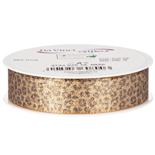 Geschenkband Leopard-Muster Kunstseide 25mm x 20m Braun-Gold | Floristik24.ch