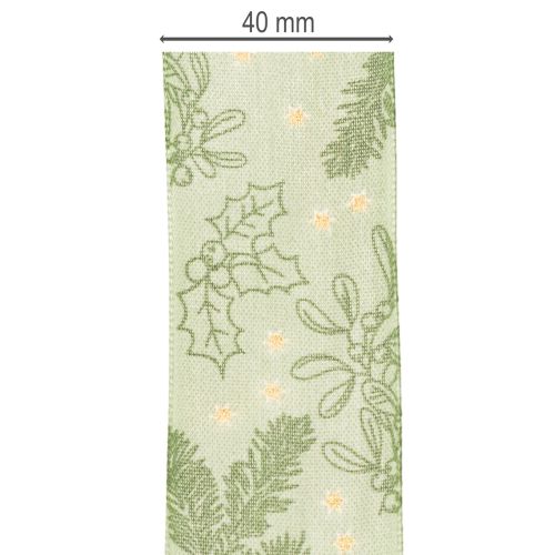 Geschenkband Stechpalme und Mistel Grün 40 mm x 15 m Polyester | Floristik24.ch