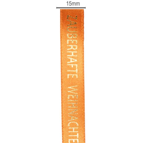 Geschenkband Stoff Orange mit Aufschrift Weihnachten 15mm x 18m | Floristik24.ch