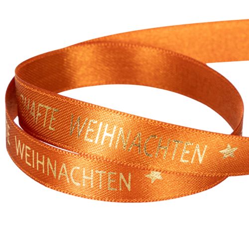 Geschenkband Stoff Orange mit Aufschrift Weihnachten 15mm x 18m | Floristik24.ch