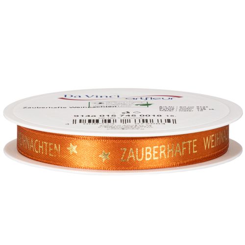 Geschenkband Stoff Orange mit Aufschrift Weihnachten 15mm x 18m | Floristik24.ch