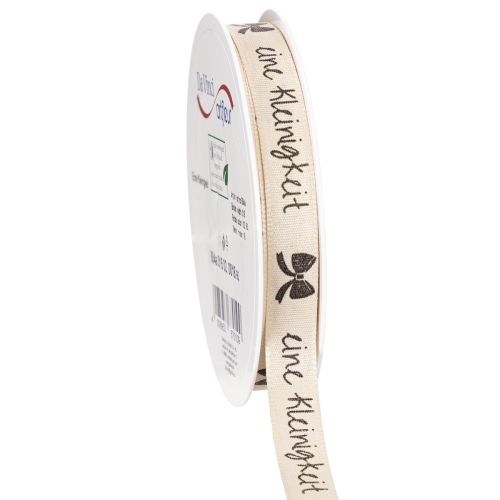 Geschenkband Polyester Beige Aufdruck Eine Kleinigkeit 15 mm 18 m
