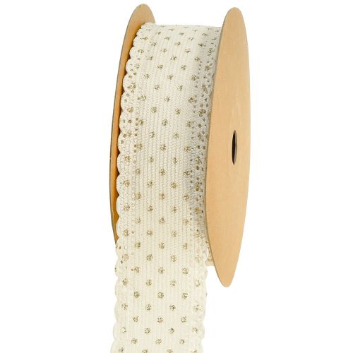 Artikel Geschenkband Creme Band Punkte und Spitze 38mm 10mm