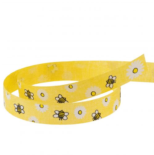 Floristik24 Stoffband Gelb Bienen Dekoband Sommer Band B15mm L20m
