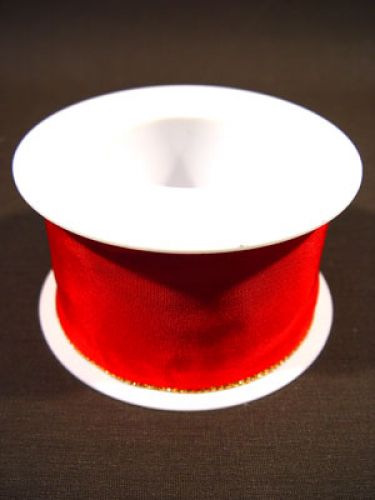 Floristik24 Geschenkband mit goldener Kante, 6,0cm 25m rot