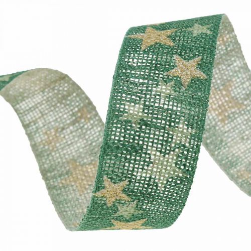 Artikel Geschenkband Schleifenband mit Sternen Grün Gold 25mm 15m