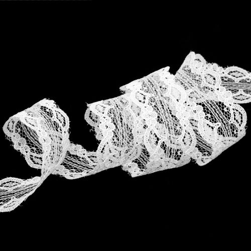 Floristik24 Spitzenband mit Wellenrand Weiß 25mm 20m